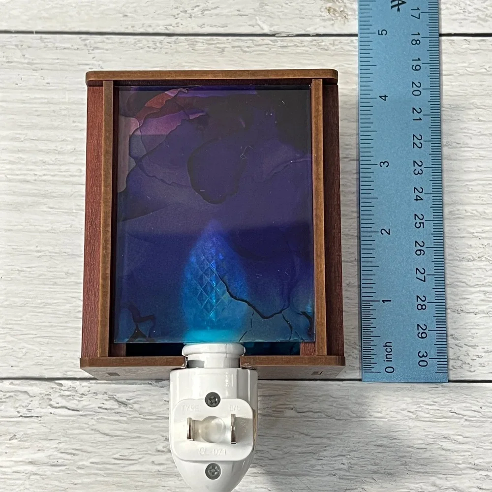 Hummingbird Lantern Night Light Wood Laser Cut Blue Light Plug In‎ Handmade